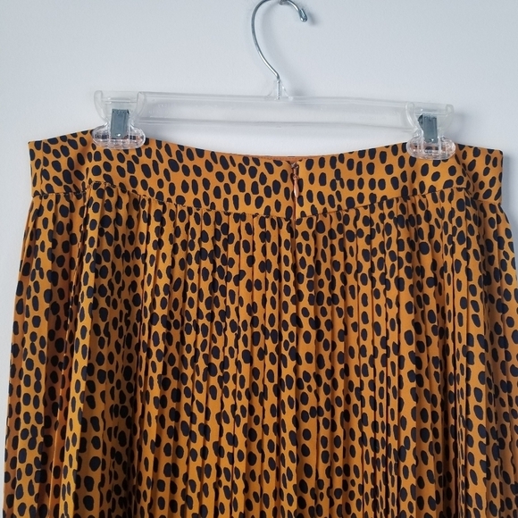 J. Crew Cheetah Print Pleated Flowy Chiffon Midi Skirt Size 12 - Picture 11 of 13